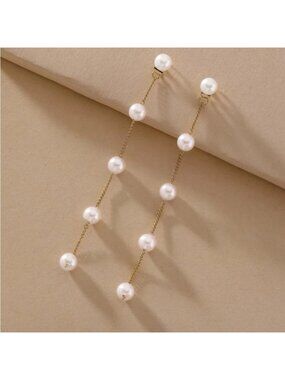 Gold 3/$30 Faux Pearl Drop Earrings